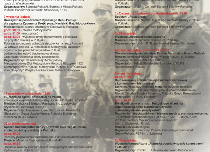 Pułtuski Wrzesień plakat z programem