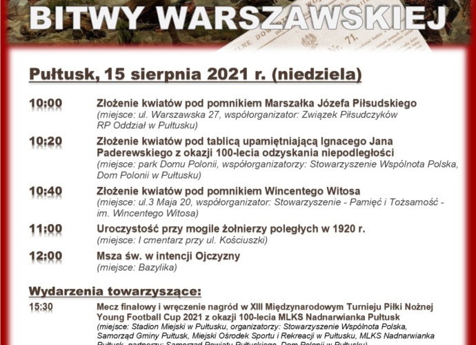 obchody 101. rocznicy Bitwy Warszawskiej w Pułtusku