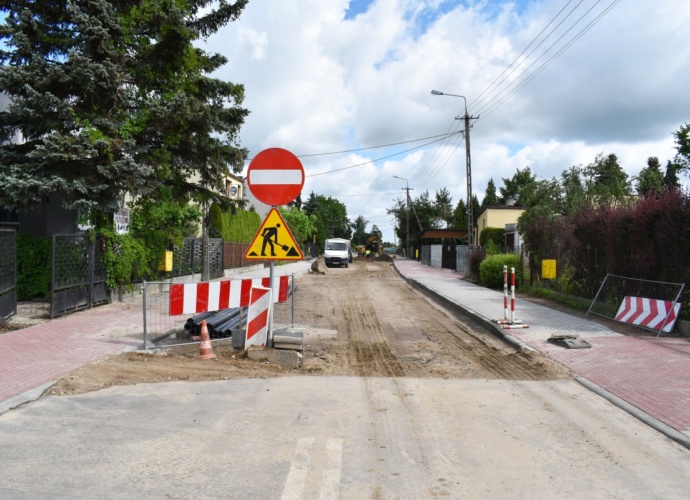 Postęp robót przy przebudowie ulicy Rafała Krajewskiego 1