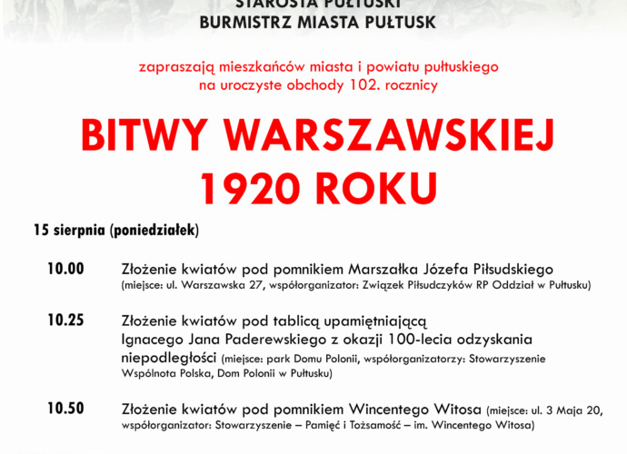 102. rocznica Bitwy Warszawskiej (plakat)