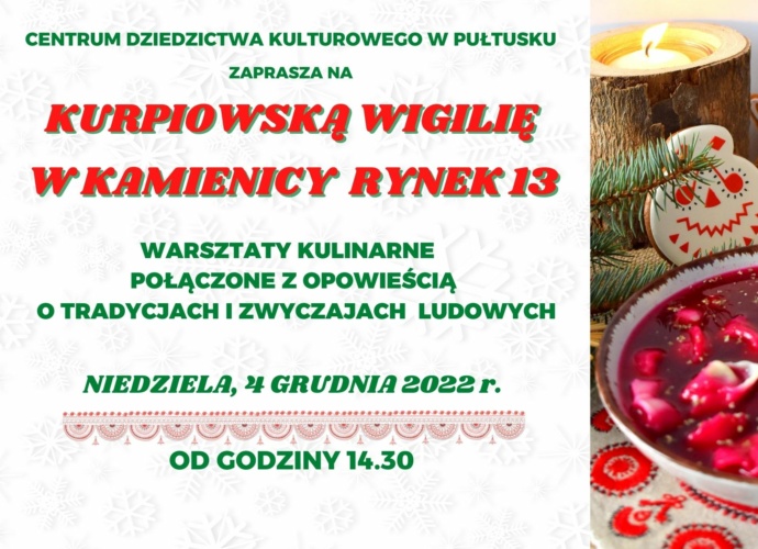Warsztaty kulinarne - Kurpiowska Wigilia (zaproszenie)