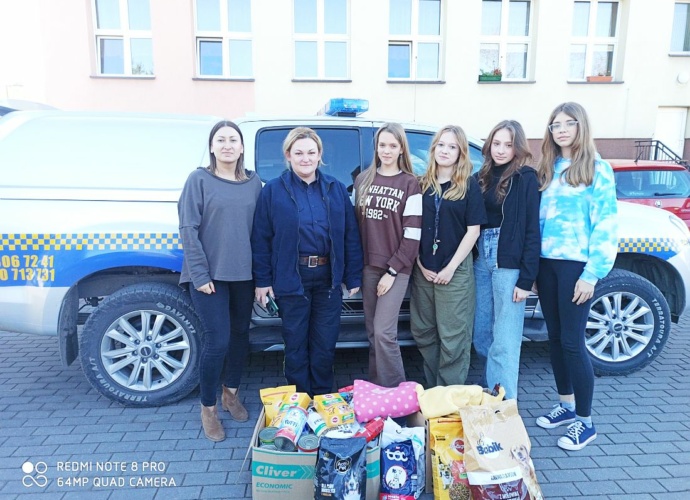Podziękowanie od Straży Miejskiej dla PSP nr 3 w Pułtusku za przekazanie karmy dla zwierząt