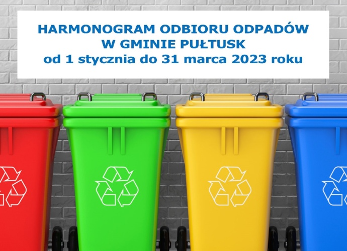 Harmonogram odbioru odpadów komunalnych obowiązujący w okresie od 1 stycznia do 31 marca 2023 roku 1