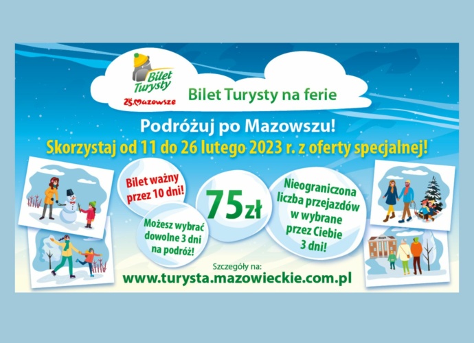 Bilet Turysty na ferie zimowe 2023 na Mazowszu (baner) 2