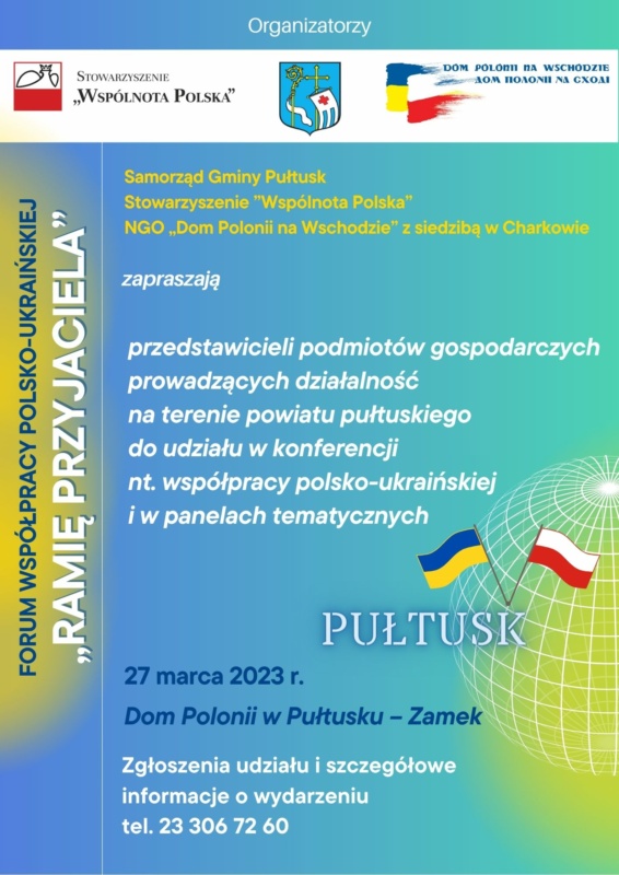 FORUM WSPÓŁPRACY POLSKO-UKRAIŃSKIEJ „RAMIĘ PRZYJACIELA” (plakat)