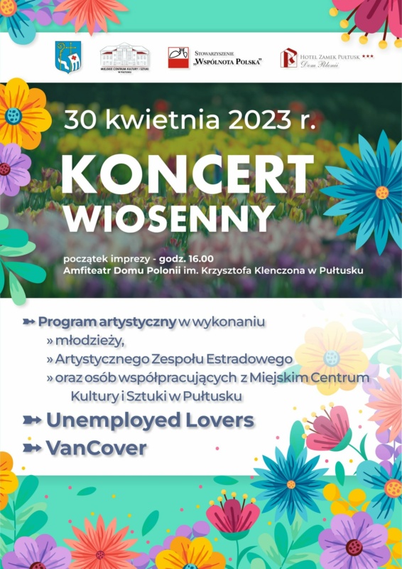 Koncert wiosenny w MCKiS 30.04.2023r. o godz. 16.00 (plakat)