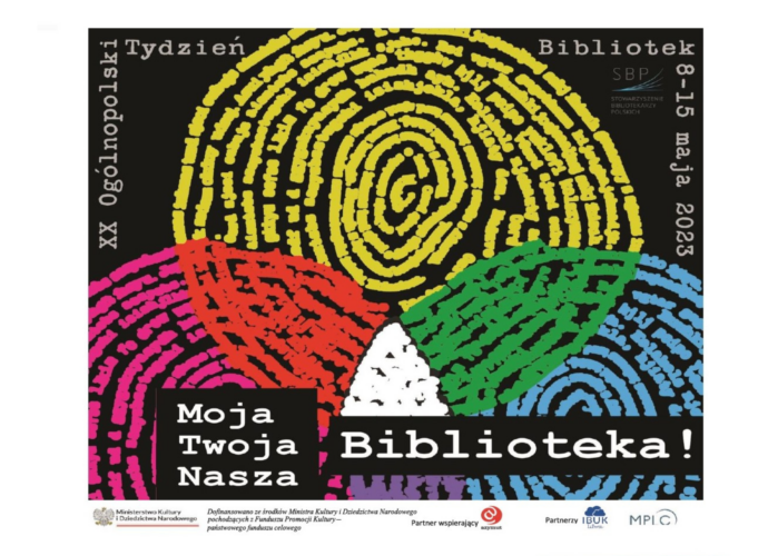XX Ogólnopolski Tydzień Bibliotek 8-15 maja 2023 (baner)