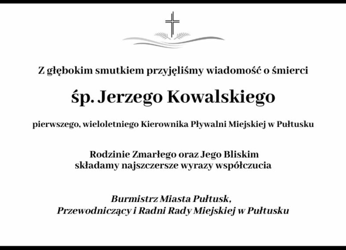 Kondolencje dla rodziny i bliskich śp. Jerzego Kowalskiego