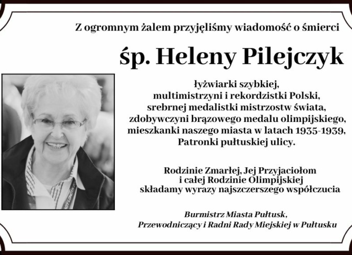 Kondolencje dla rodziny i przyjaciół Pani Heleny Pilejczyk