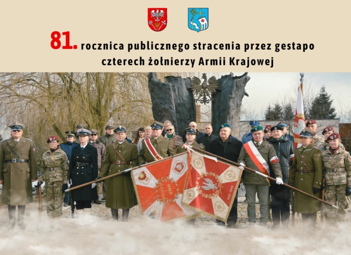 81. rocznica publicznego stracenia przez gestapo czterech żołnierzy Armii Krajowej (baner)