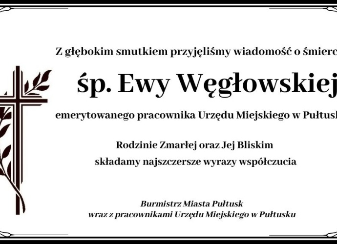 Kondolencje dla rodziny p. Ewy Węgłowskiej