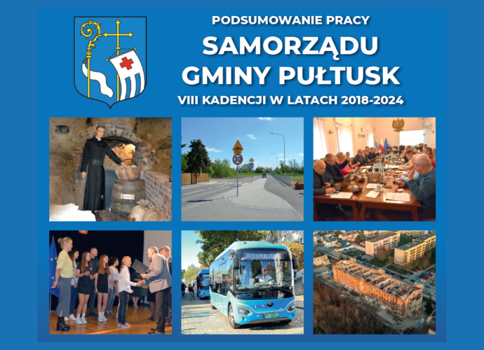 Podsumowanie pracy Samorządu Gminy Pułtusk VIII kadencji w latach 2018-2024 (okładka broszury)
