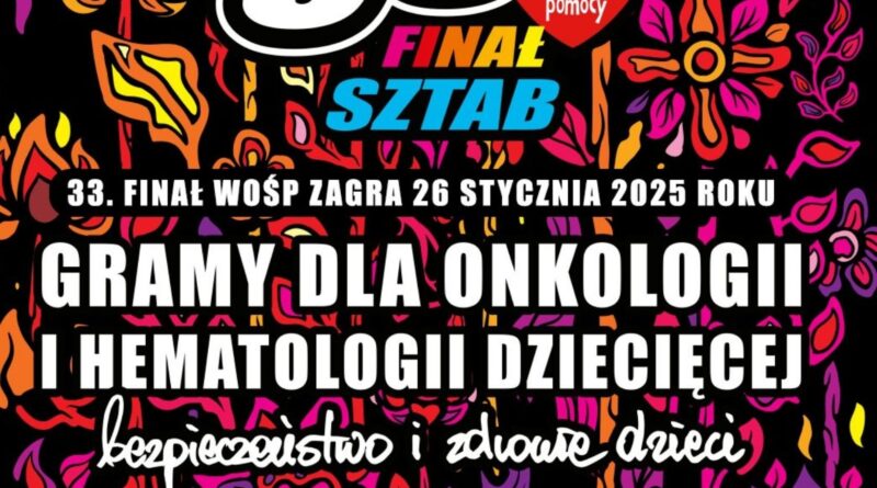 Wydłużony termin przekazywania darów na licytacje WOŚP do 20.01.2025 r. (plakat 1)