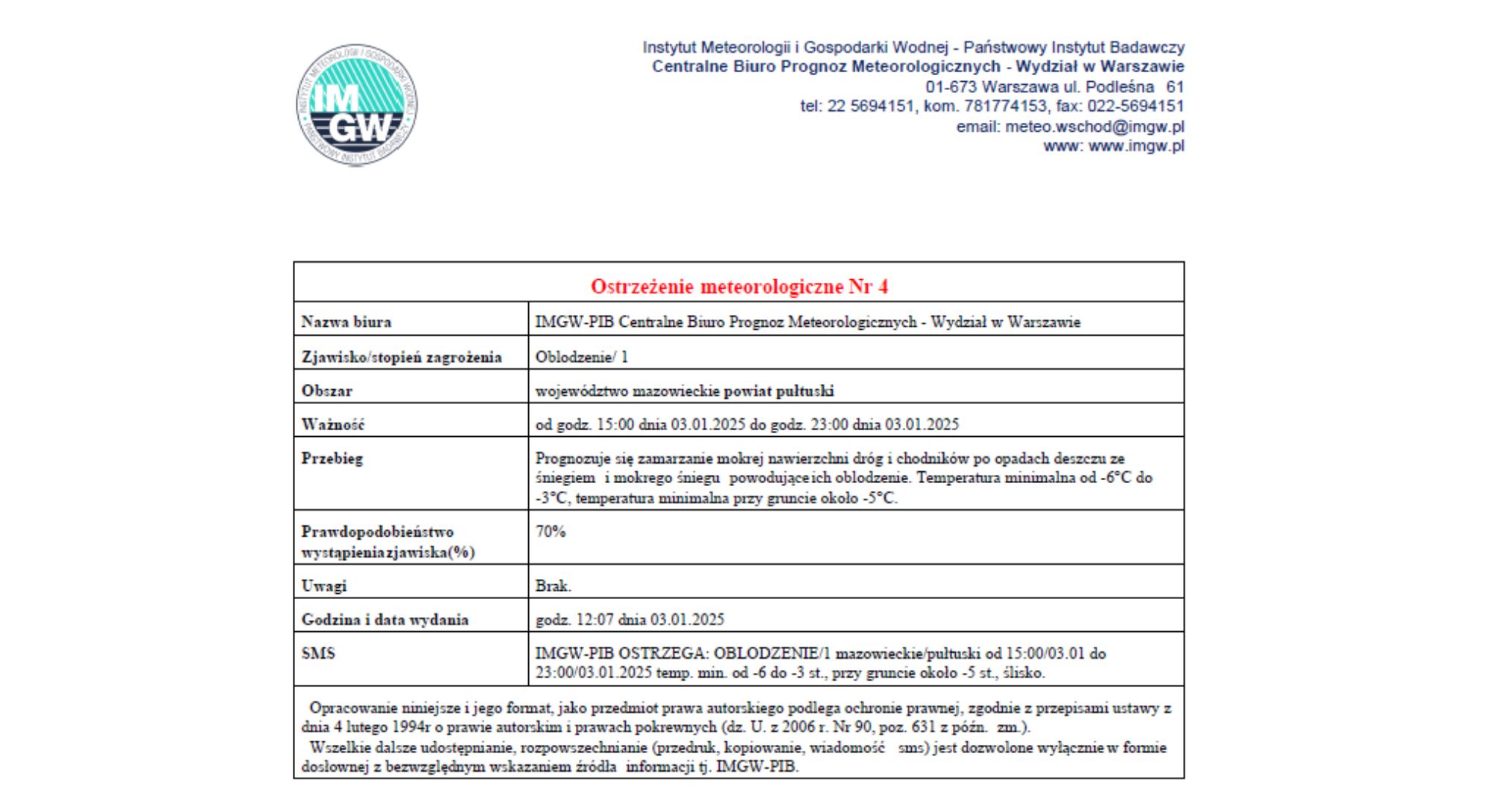 Ostrzeżenie o oblodzeniu 03.01.2025 r. (4)