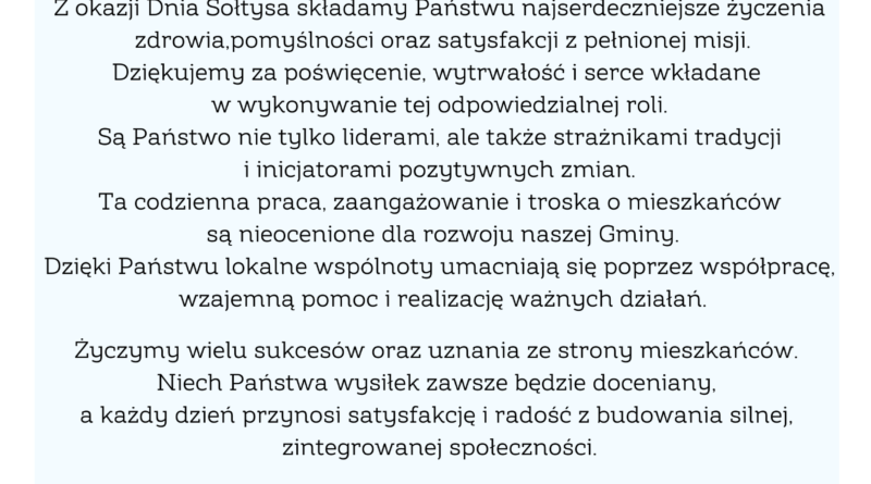 Życzenia z okazji Dnia Sołtysa