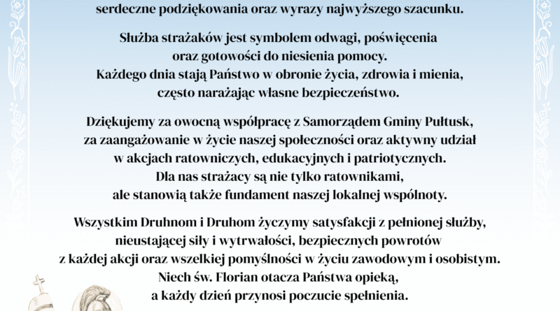Życzenia z okazji Dnia Strażaka