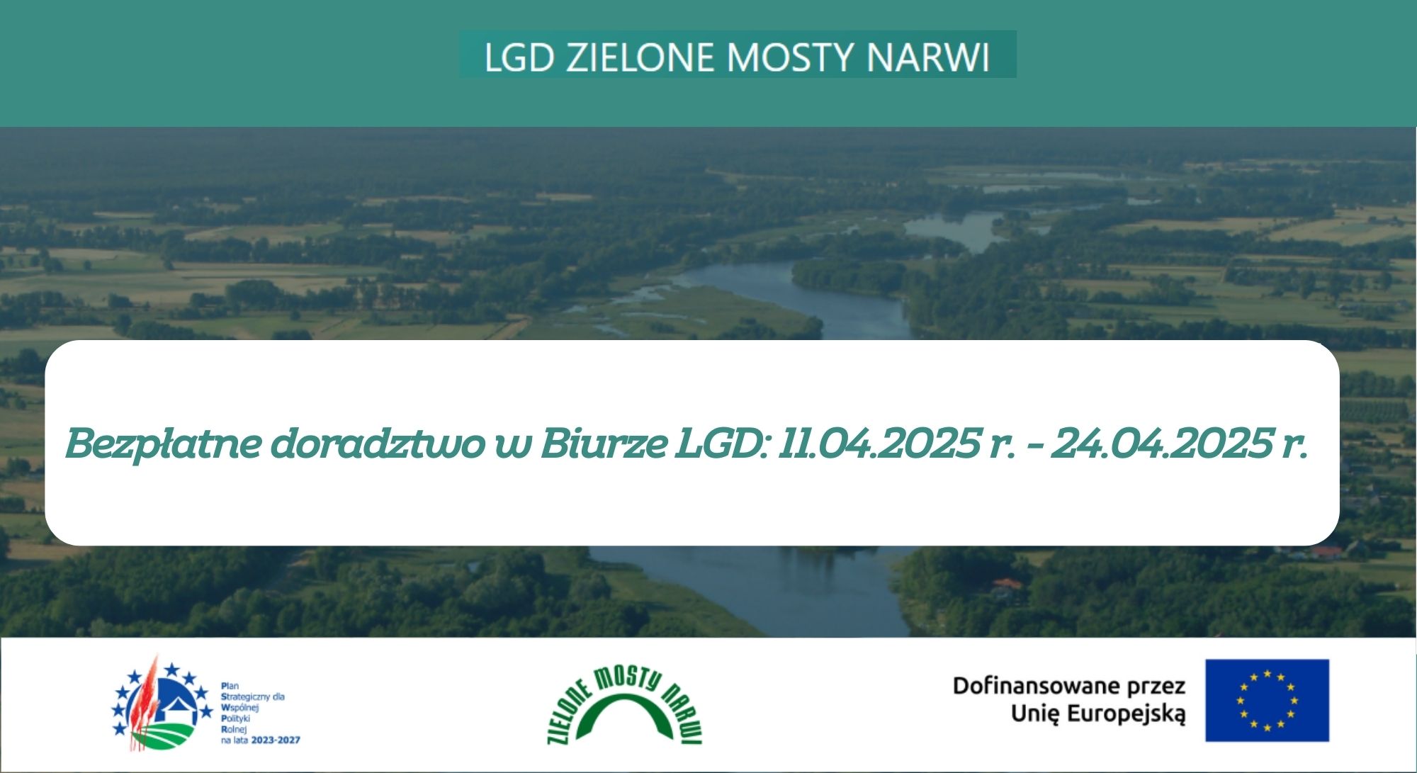 Informacja: Bezpłatne doradztwo w Biurze LGD: 11.04.2025 r. - 24.04.2025 r.