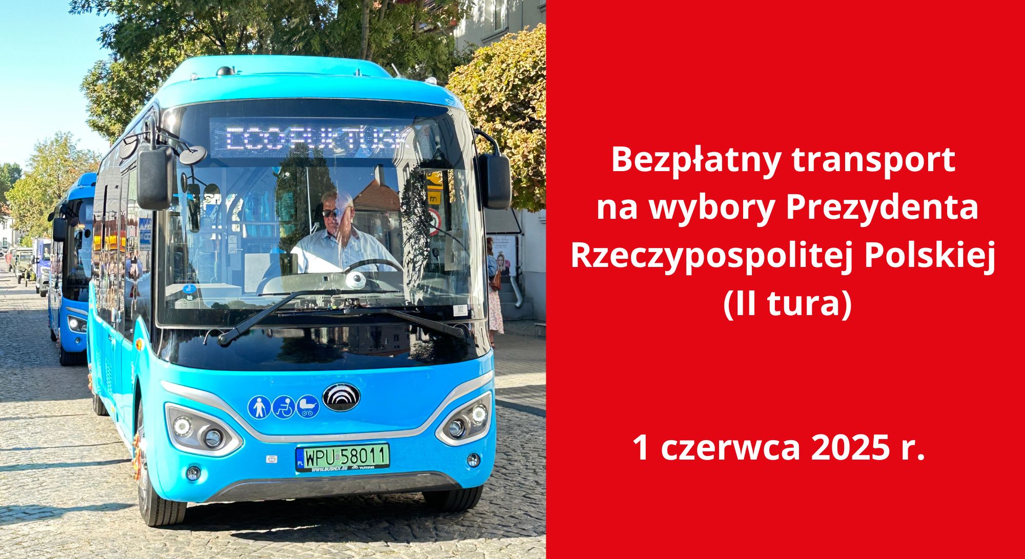 Bezpłatny transport pasażerski na wybory Prezydenta Rzeczypospolitej Polskiej (II tura) 1 czerwca 2025 r.
