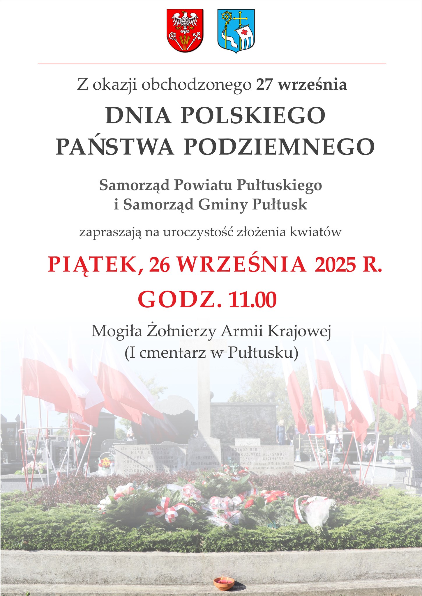 Zaproszenie na obchody Dnia Polskiego Państwa Podziemnego
