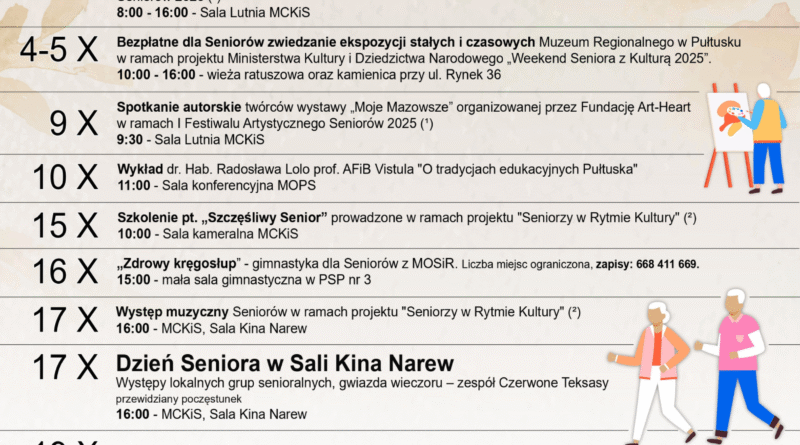 Pułtuska Złota Jesień 2025, czyli cykl jesiennych wydarzeń dla Seniorów plakat