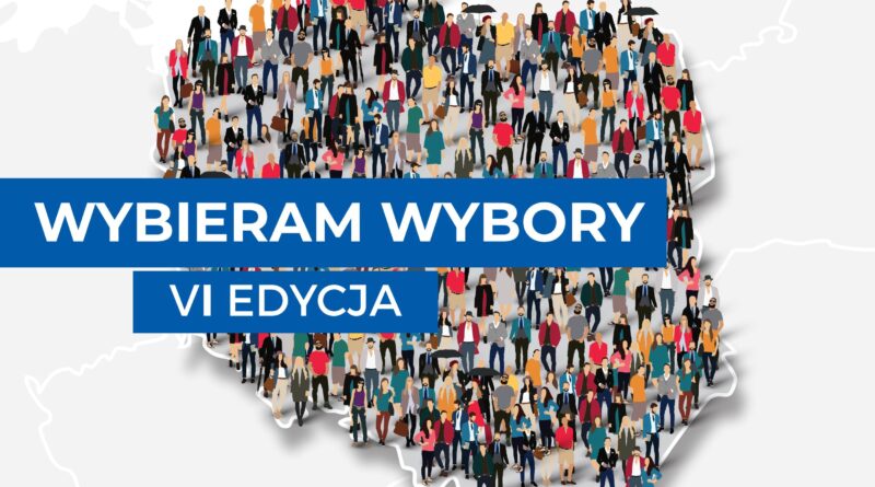 Plakat dot. KONKURSU WYBIERAM WYBORY. Treść plakatu - na górze napis: OGÓLNOPOLSKI KONKURS WIEDZY O PRAWIE WYBORCZYM, poniżej loga: Państwowa Komisja Wyborcza, Krajowe Biuro Wyborcze, poniżej treść: WYBIERAM WYBORY VI EDYCJA, poniżej informacja: W KONKURSIE MOGĄ UCZESTNICZYĆ UCZNIOWIE SZKÓŁ PODSTAWOWYCH SZCZEGÓŁY NA STRONIE PKW.GOV.PL