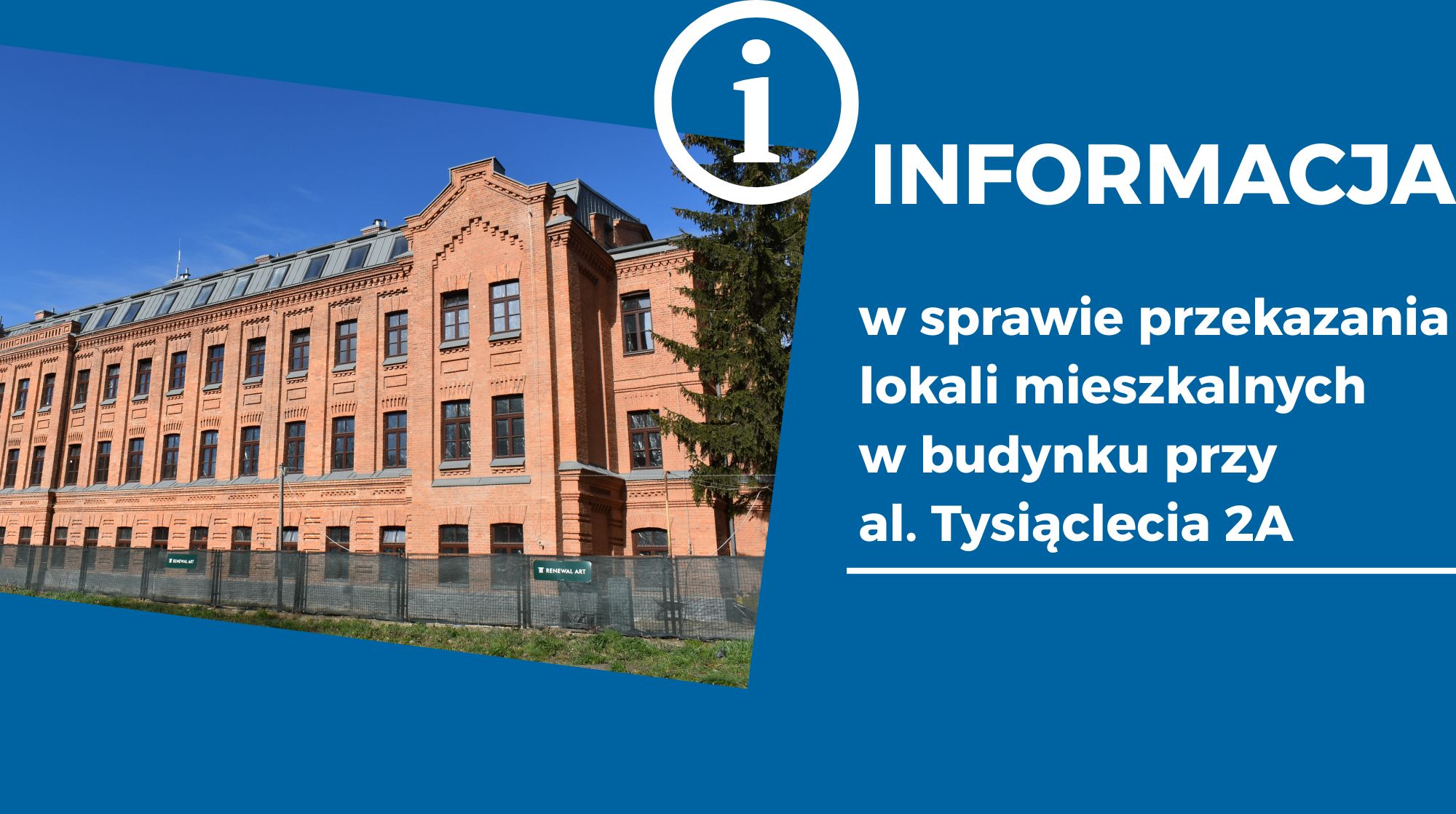 Informacja w sprawie przekazania lokali mieszkalnych w budynku przy al. Tysiąclecia 2A (Obrazek wyróżniający przedstawiający budynek przy ul Tysiąclecia 2A)