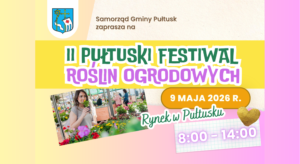 Baner dot. II Pułtuskiego Festiwalu Roślin Ogrodowych (Grafika przedstawiająca stoiska z roślinami)