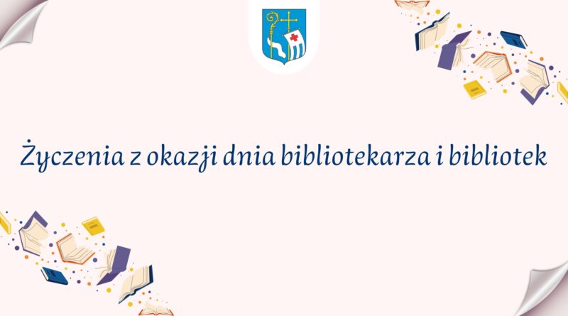 Życzenia dla bibliotekarzy (Grafika przedstawiająca książki)
