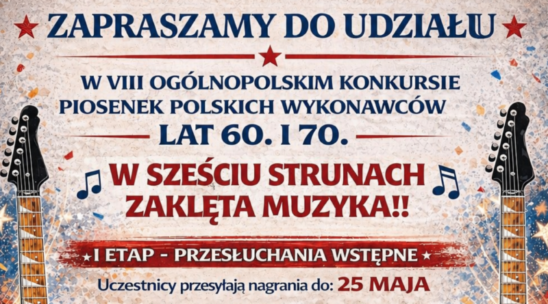 Baner dot. VIII Ogólnopolskiego Konkursu Piosenek Polskich Wykonawców lat 60. i 70.