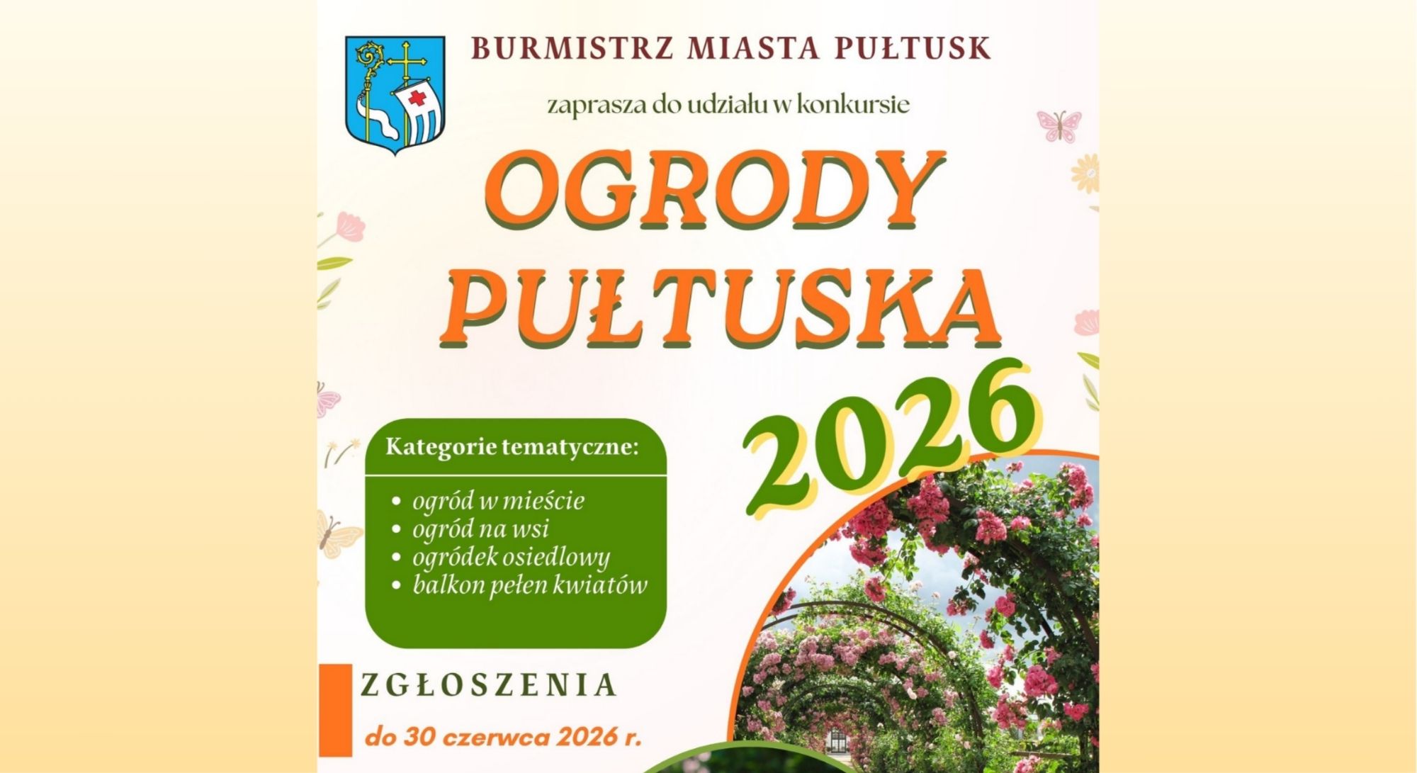Baner dot. Konkursu "Ogrody Pułtuska 2026"