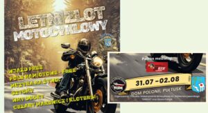 Obrazek wyróżniający dot. LETNIEGO ZLOTU MOTOCYKLOWEGO Treść obrazka: LETNI ZLOT MOTOCYKLOWY WJAZD FREE POLE NAMIOTOWE – FREE MUZYKA NA ŻYWO: SZYCHY WHY DUCKY CEZARY MAKEWICZ I KLOTERSI Patron medialny Motocyklista 31.07 – 02.08 DOM POLONII, PUŁTUSK Organizatorzy: Pułtuskie Stowarzyszenie Motocyklowe im. Waldemara Jaworskiego „SIWEGO” oraz Gmina Pułtusk Na emblemacie po prawej stronie znajduje się również napis: LETNI ZLOT MOTOCYKLOWY PUŁTUSK SIERPIEŃ 2026
