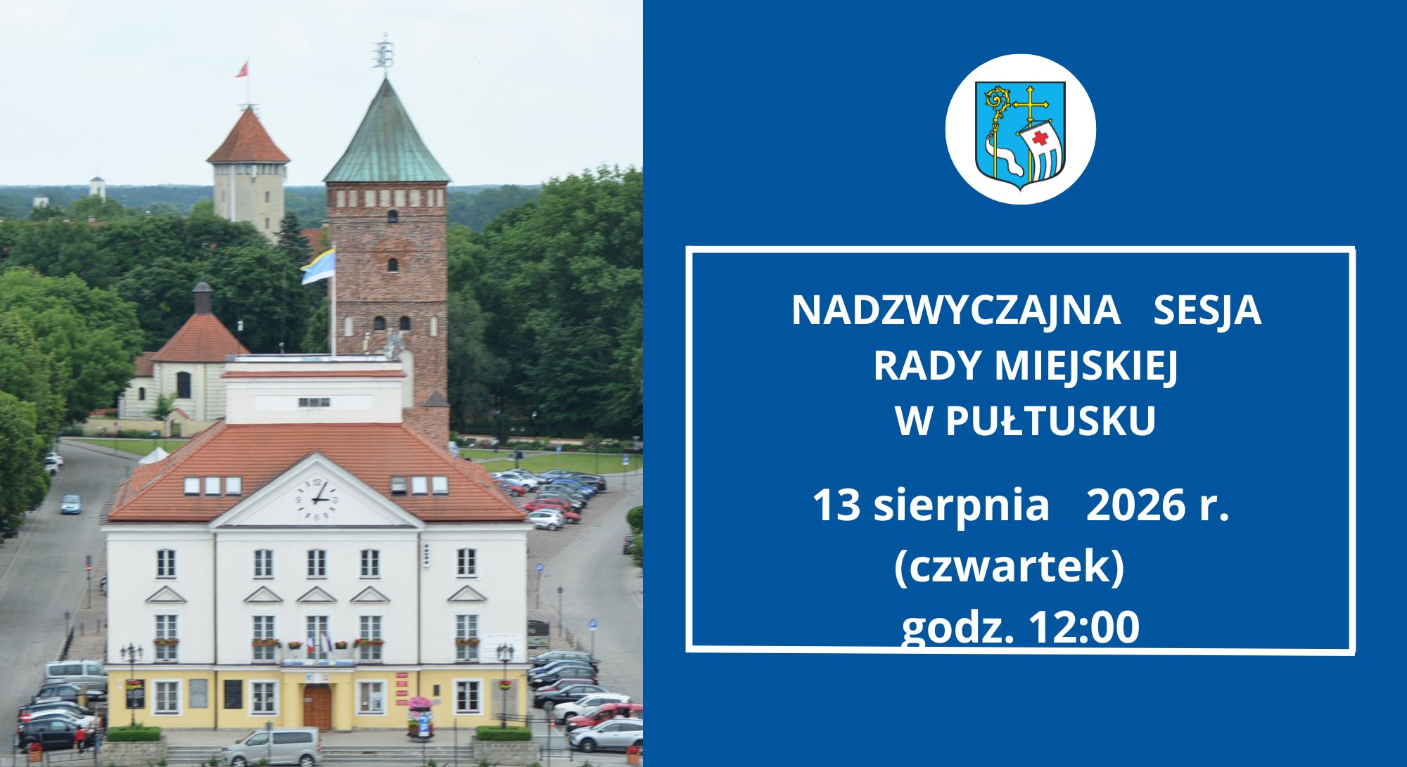 Zawiadomienie o zwołaniu nadzwyczajnej sesji Rady Miejskiej w Pułtusku obrazek